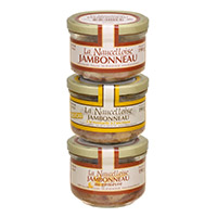 Lot de 3 verrines de jambonneau 180 gr 1 nature + 1 genièvre + 1 moutarde