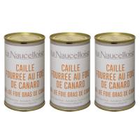 Lot de 3 boîtes de caille fourrée au foie de canard 30% 190 gr
